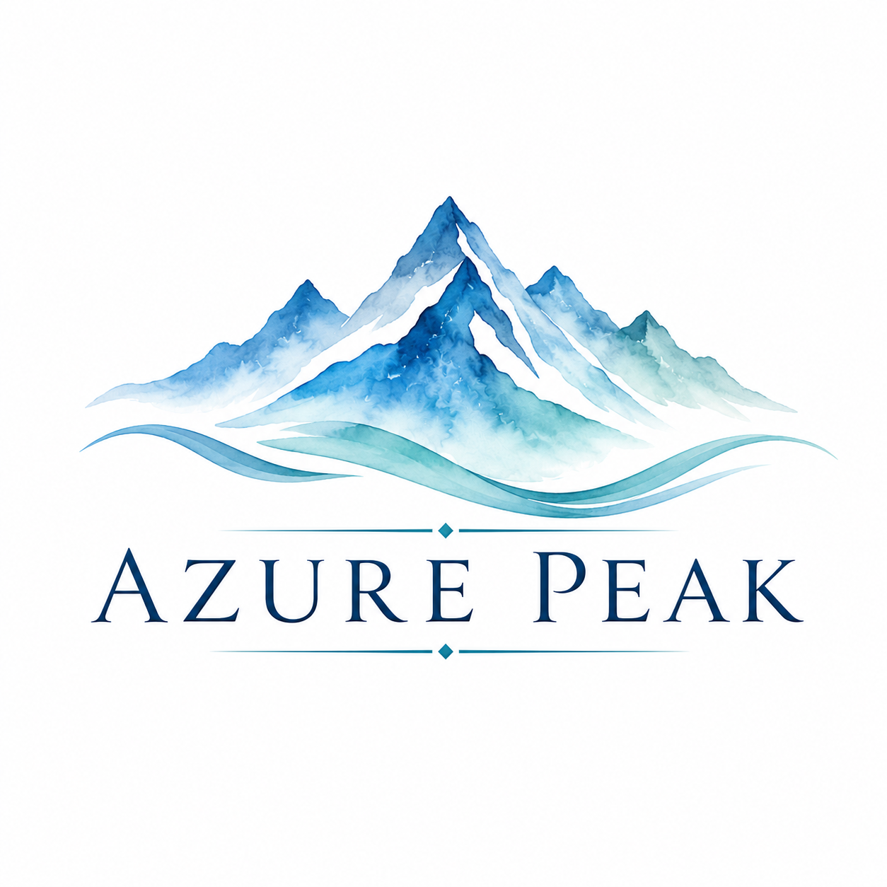 Azure Peak watercolor mountain logo